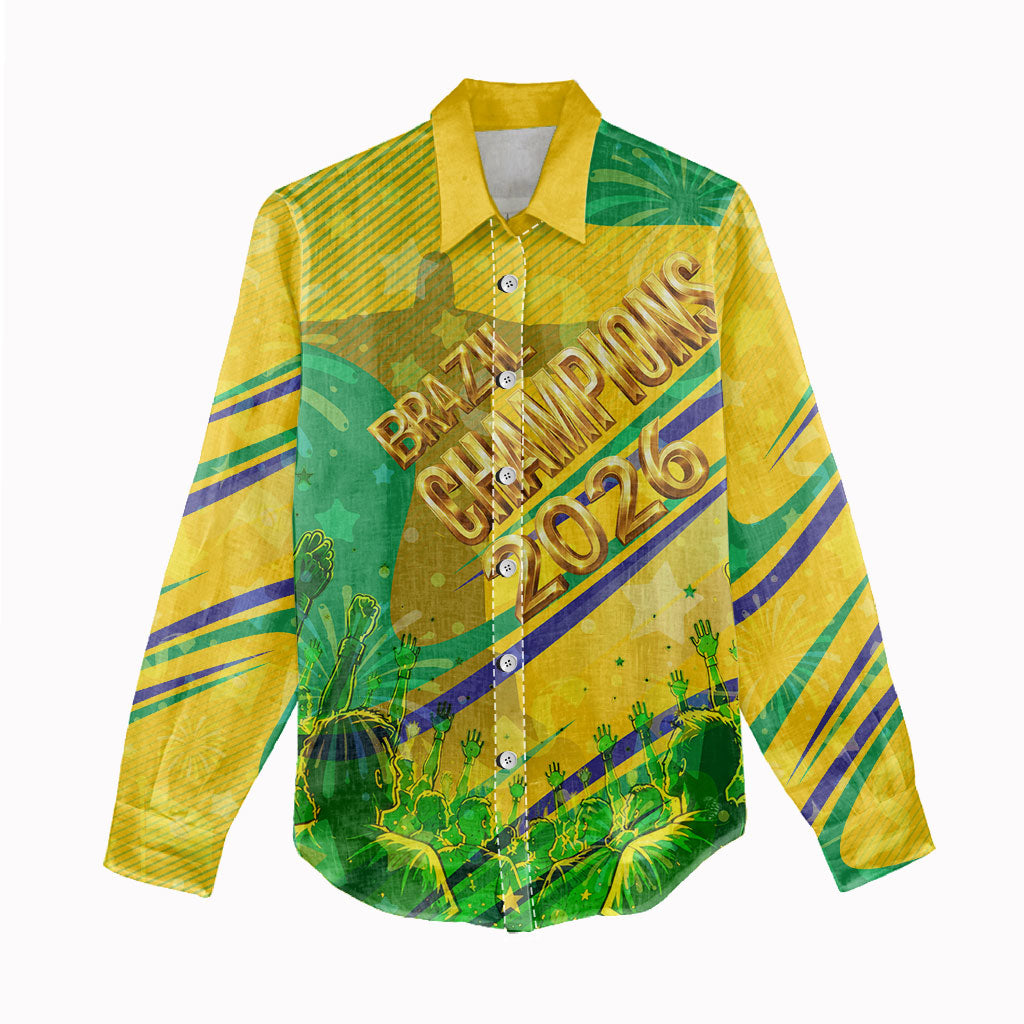 Brazil Football Champions 2026 Women Casual Shirt Sovereign Jaguar Golden Trophy 3D Graphic Design