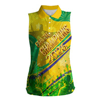 Brazil Football Champions 2026 Women Sleeveless Polo Shirt Sovereign Jaguar Golden Trophy 3D Graphic Design