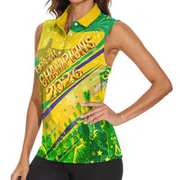 Brazil Football Champions 2026 Women Sleeveless Polo Shirt Sovereign Jaguar Golden Trophy 3D Graphic Design