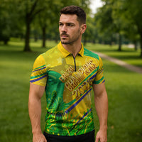 Brazil Football Champions 2026 Zipper Polo Shirt Sovereign Jaguar Golden Trophy 3D Graphic Design