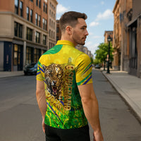 Brazil Football Champions 2026 Zipper Polo Shirt Sovereign Jaguar Golden Trophy 3D Graphic Design