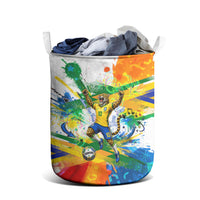 Personalized Brazil 6 Time World Football Champion 2026 Laundry Basket Hexa Brasil Jaguar Mascot - Graffiti Splash Art