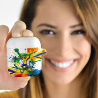 Personalized Brazil 6 Time World Football Champion 2026 AirPods Case Hexa Brasil Jaguar Mascot - Graffiti Splash Art