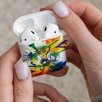Personalized Brazil 6 Time World Football Champion 2026 AirPods Case Hexa Brasil Jaguar Mascot - Graffiti Splash Art