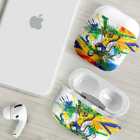 Personalized Brazil 6 Time World Football Champion 2026 AirPods Case Hexa Brasil Jaguar Mascot - Graffiti Splash Art