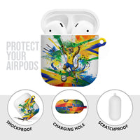 Personalized Brazil 6 Time World Football Champion 2026 AirPods Case Hexa Brasil Jaguar Mascot - Graffiti Splash Art