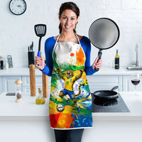 Personalized Brazil 6 Time World Football Champion 2026 Apron Hexa Brasil Jaguar Mascot - Graffiti Splash Art