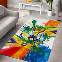 Personalized Brazil 6 Time World Football Champion 2026 Area Rug Hexa Brasil Jaguar Mascot - Graffiti Splash Art