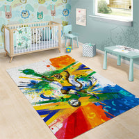 Personalized Brazil 6 Time World Football Champion 2026 Area Rug Hexa Brasil Jaguar Mascot - Graffiti Splash Art