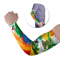 Personalized Brazil 6 Time World Football Champion 2026 Arm Sleeves Hexa Brasil Jaguar Mascot - Graffiti Splash Art