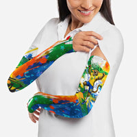 Personalized Brazil 6 Time World Football Champion 2026 Arm Sleeves Hexa Brasil Jaguar Mascot - Graffiti Splash Art
