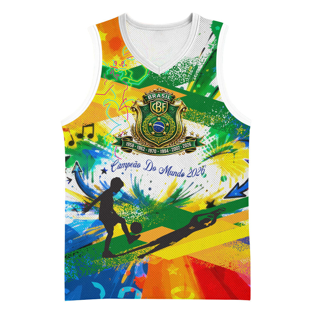 Personalized Brazil 6 Time World Football Champion 2026 Basketball Jersey Hexa Brasil Jaguar Mascot - Graffiti Splash Art