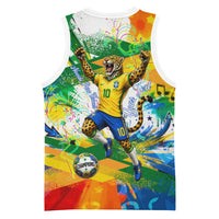 Personalized Brazil 6 Time World Football Champion 2026 Basketball Jersey Hexa Brasil Jaguar Mascot - Graffiti Splash Art