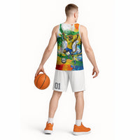 Personalized Brazil 6 Time World Football Champion 2026 Basketball Jersey Hexa Brasil Jaguar Mascot - Graffiti Splash Art