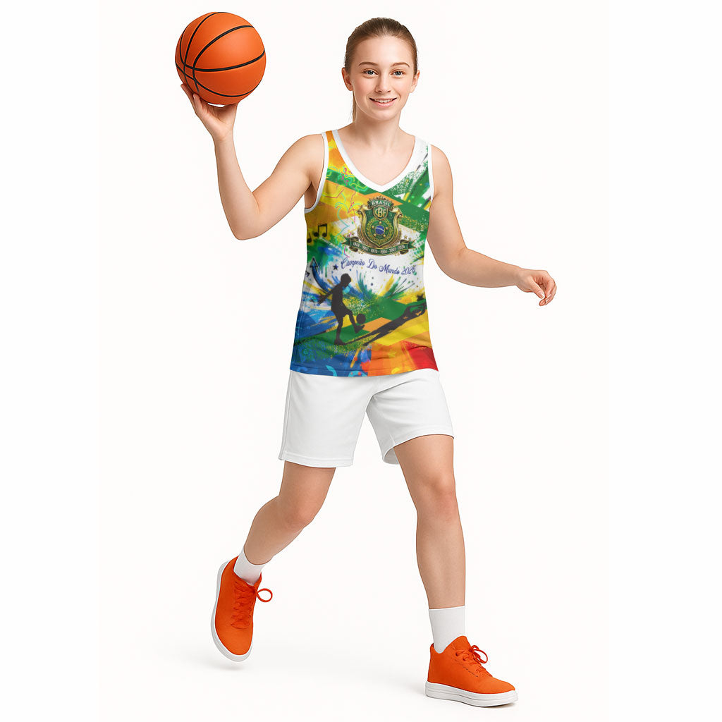 Personalized Brazil 6 Time World Football Champion 2026 Basketball Jersey Hexa Brasil Jaguar Mascot - Graffiti Splash Art