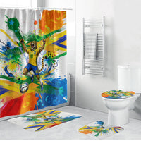 Personalized Brazil 6 Time World Football Champion 2026 Bathroom Set Hexa Brasil Jaguar Mascot - Graffiti Splash Art