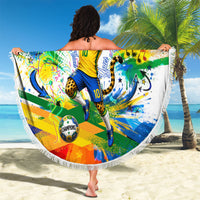 Personalized Brazil 6 Time World Football Champion 2026 Beach Blanket Hexa Brasil Jaguar Mascot - Graffiti Splash Art
