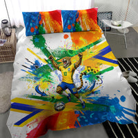 Personalized Brazil 6 Time World Football Champion 2026 Bedding Set Hexa Brasil Jaguar Mascot - Graffiti Splash Art