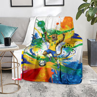 Personalized Brazil 6 Time World Football Champion 2026 Blanket Hexa Brasil Jaguar Mascot - Graffiti Splash Art