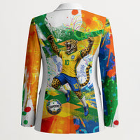 Personalized Brazil 6 Time World Football Champion 2026 Blazer Hexa Brasil Jaguar Mascot - Graffiti Splash Art