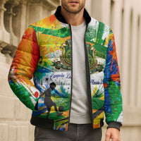 Personalized Brazil 6 Time World Football Champion 2026 Bomber Puffer Jacket Hexa Brasil Jaguar Mascot - Graffiti Splash Art