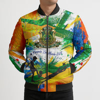 Personalized Brazil 6 Time World Football Champion 2026 Bomber Puffer Jacket Hexa Brasil Jaguar Mascot - Graffiti Splash Art