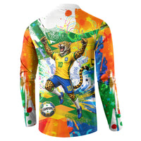 Personalized Brazil 6 Time World Football Champion 2026 Button Sweatshirt Hexa Brasil Jaguar Mascot - Graffiti Splash Art