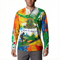 Personalized Brazil 6 Time World Football Champion 2026 Button Sweatshirt Hexa Brasil Jaguar Mascot - Graffiti Splash Art