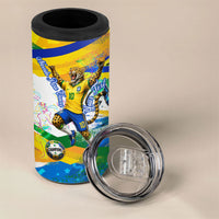 Personalized Brazil 6 Time World Football Champion 2026 4 in 1 Can Cooler Tumbler Hexa Brasil Jaguar Mascot - Graffiti Splash Art