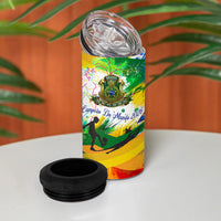 Personalized Brazil 6 Time World Football Champion 2026 4 in 1 Can Cooler Tumbler Hexa Brasil Jaguar Mascot - Graffiti Splash Art