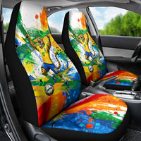 Personalized Brazil 6 Time World Football Champion 2026 Car Seat Cover Hexa Brasil Jaguar Mascot - Graffiti Splash Art