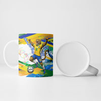 Personalized Brazil 6 Time World Football Champion 2026 Ceramic Mug Hexa Brasil Jaguar Mascot - Graffiti Splash Art