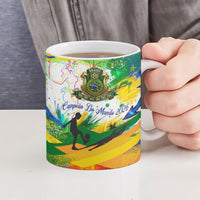 Personalized Brazil 6 Time World Football Champion 2026 Ceramic Mug Hexa Brasil Jaguar Mascot - Graffiti Splash Art