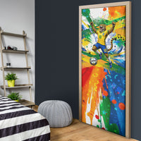 Personalized Brazil 6 Time World Football Champion 2026 Door Cover Hexa Brasil Jaguar Mascot - Graffiti Splash Art