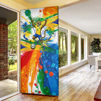 Personalized Brazil 6 Time World Football Champion 2026 Door Cover Hexa Brasil Jaguar Mascot - Graffiti Splash Art