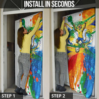Personalized Brazil 6 Time World Football Champion 2026 Door Cover Hexa Brasil Jaguar Mascot - Graffiti Splash Art