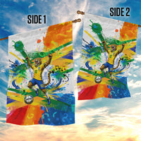 Personalized Brazil 6 Time World Football Champion 2026 Garden Flag Hexa Brasil Jaguar Mascot - Graffiti Splash Art