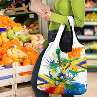 Personalized Brazil 6 Time World Football Champion 2026 Grocery Bag Hexa Brasil Jaguar Mascot - Graffiti Splash Art