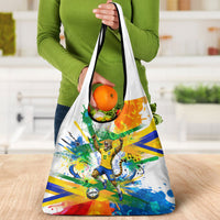 Personalized Brazil 6 Time World Football Champion 2026 Grocery Bag Hexa Brasil Jaguar Mascot - Graffiti Splash Art