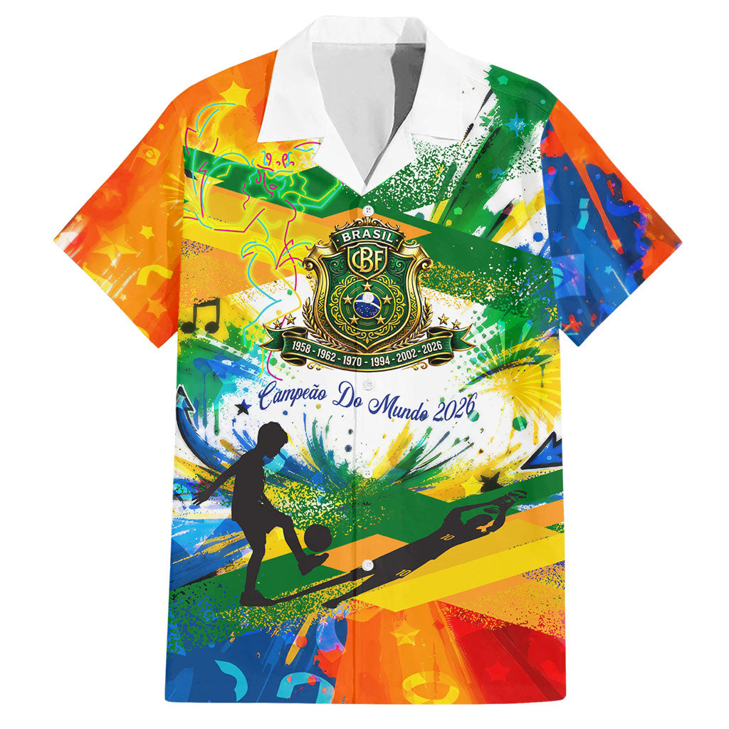 Personalized Brazil 6 Time World Football Champion 2026 Hawaiian Shirt Hexa Brasil Jaguar Mascot - Graffiti Splash Art