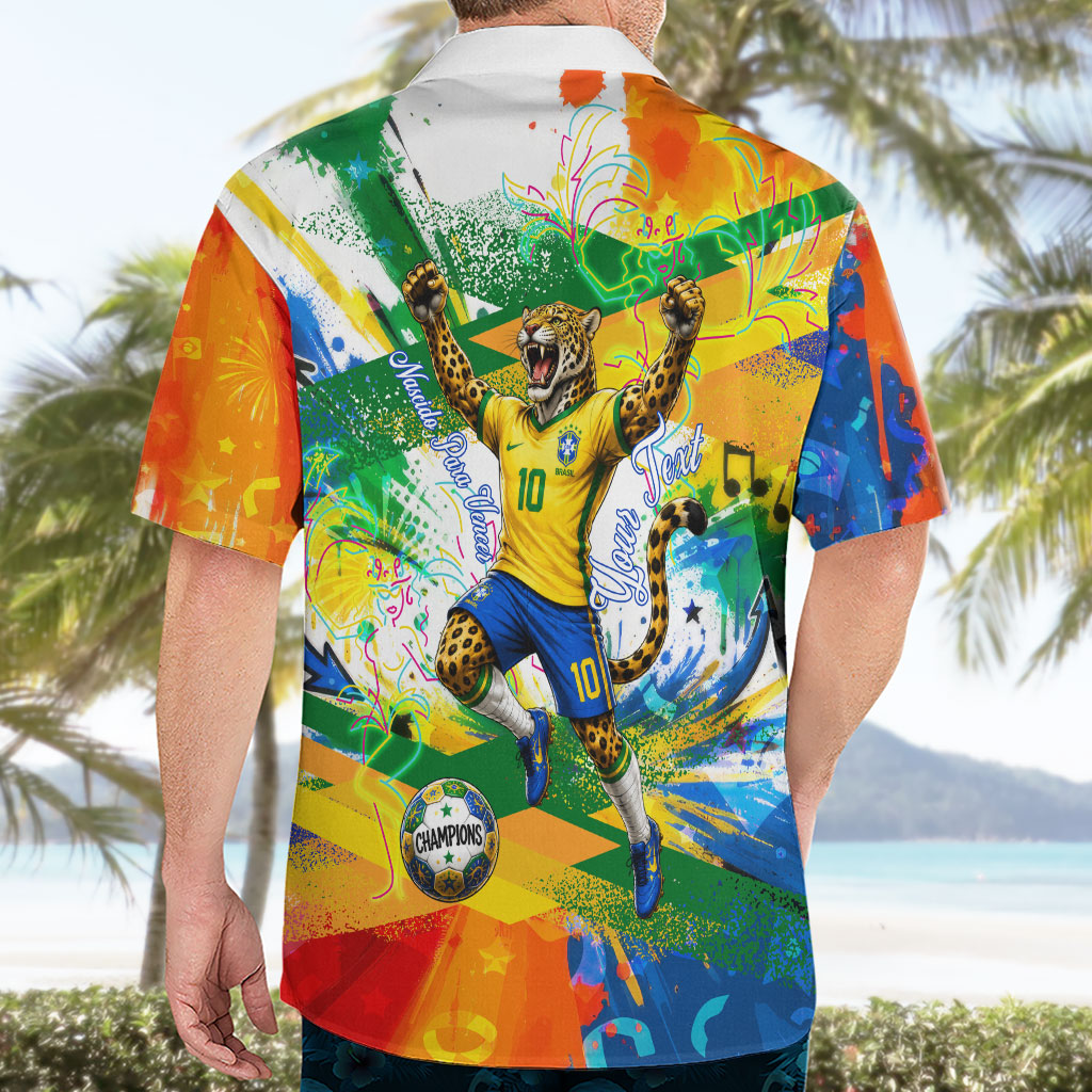 Personalized Brazil 6 Time World Football Champion 2026 Hawaiian Shirt Hexa Brasil Jaguar Mascot - Graffiti Splash Art