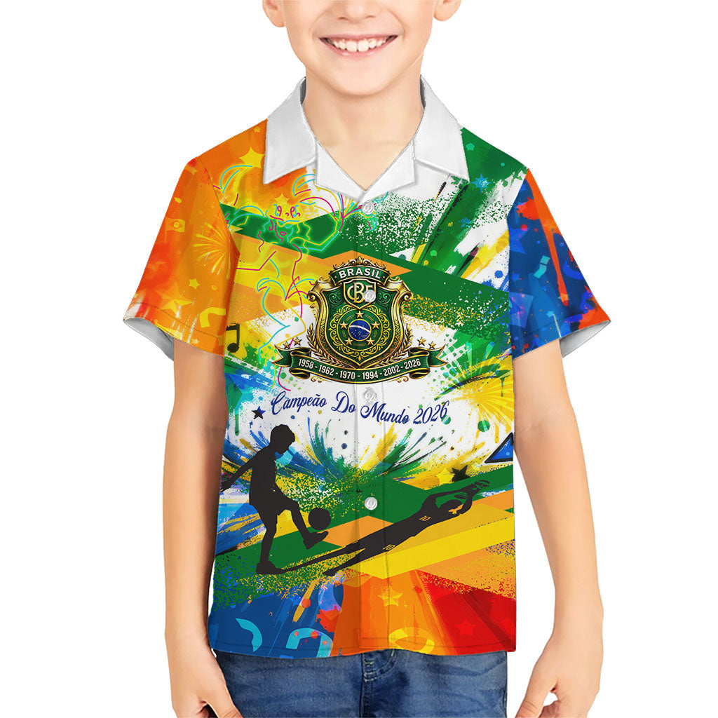 Personalized Brazil 6 Time World Football Champion 2026 Hawaiian Shirt Hexa Brasil Jaguar Mascot - Graffiti Splash Art