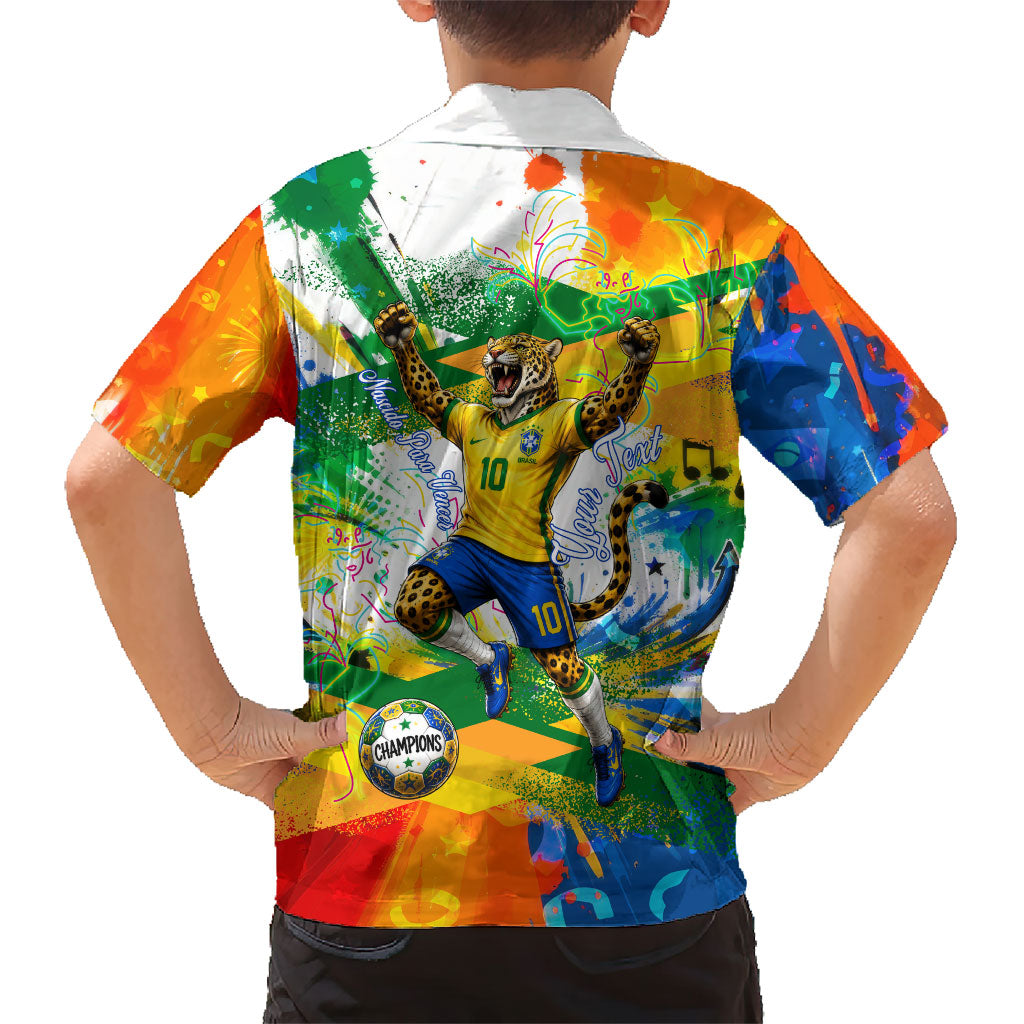 Personalized Brazil 6 Time World Football Champion 2026 Hawaiian Shirt Hexa Brasil Jaguar Mascot - Graffiti Splash Art