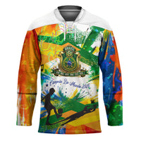 Personalized Brazil 6 Time World Football Champion 2026 Hockey Jersey Hexa Brasil Jaguar Mascot - Graffiti Splash Art