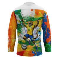 Personalized Brazil 6 Time World Football Champion 2026 Hockey Jersey Hexa Brasil Jaguar Mascot - Graffiti Splash Art