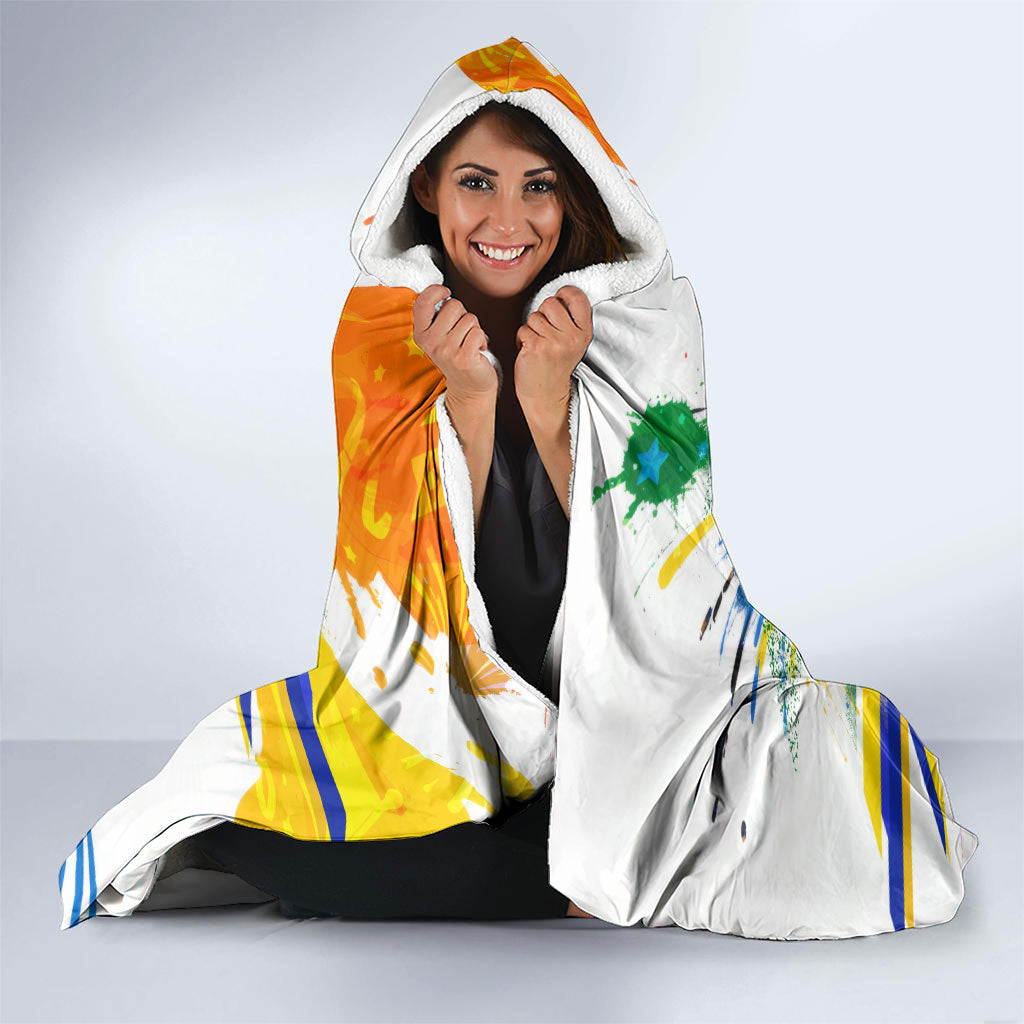 Personalized Brazil 6 Time World Football Champion 2026 Hooded Blanket Hexa Brasil Jaguar Mascot - Graffiti Splash Art