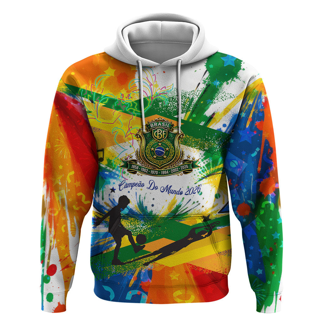 Personalized Brazil 6 Time World Football Champion 2026 Hoodie Hexa Brasil Jaguar Mascot - Graffiti Splash Art
