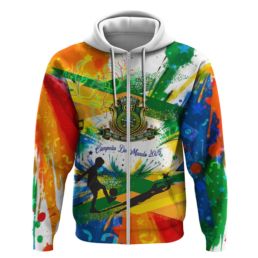 Personalized Brazil 6 Time World Football Champion 2026 Hoodie Hexa Brasil Jaguar Mascot - Graffiti Splash Art