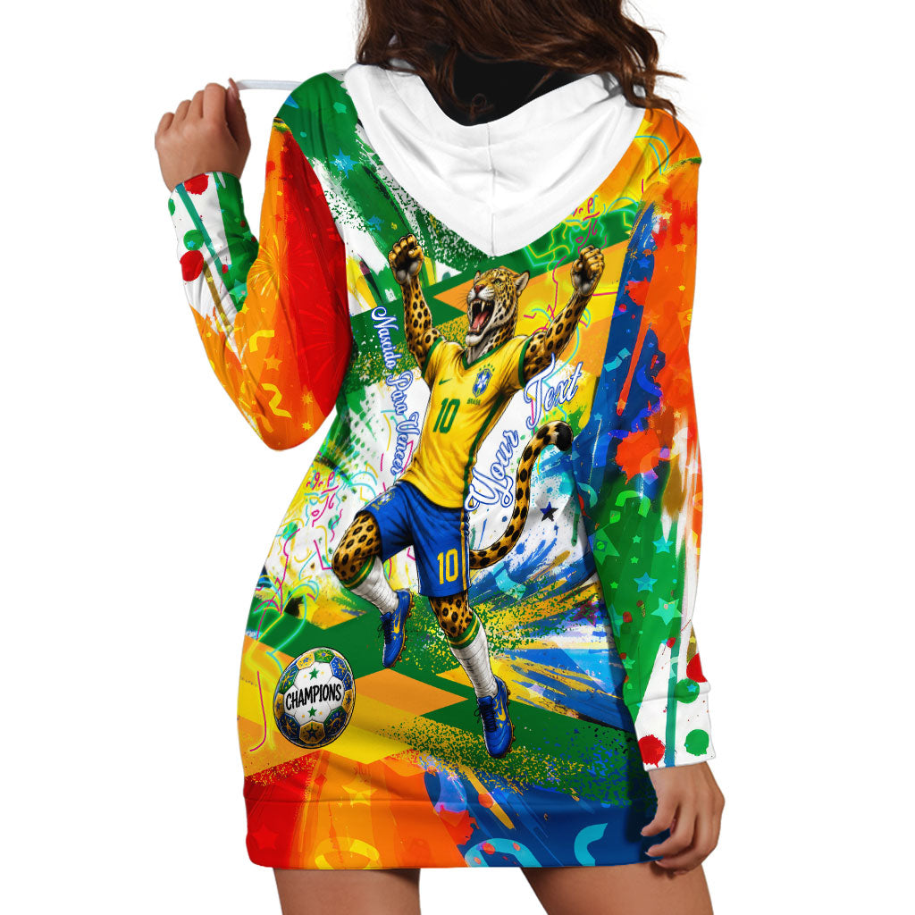Personalized Brazil 6 Time World Football Champion 2026 Hoodie Dress Hexa Brasil Jaguar Mascot - Graffiti Splash Art