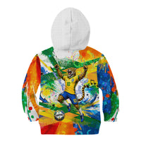 Personalized Brazil 6 Time World Football Champion 2026 Kid Hoodie Hexa Brasil Jaguar Mascot - Graffiti Splash Art